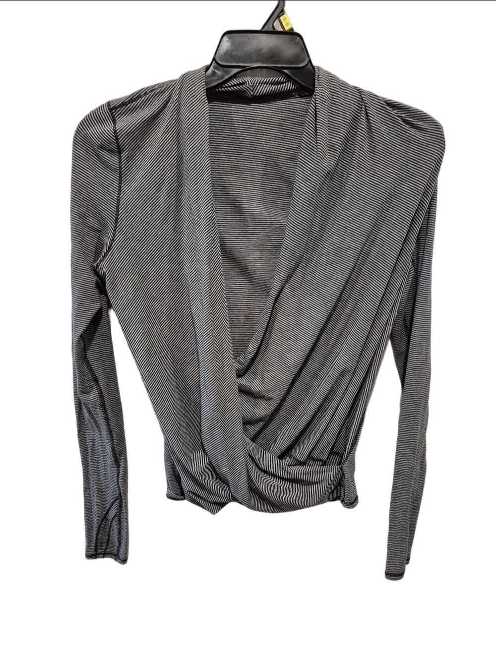 Lululemon Radiant Long Sleeve Tonka Stripe Black Heathered Medium Grey